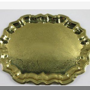 Vintage F B Rogers Collectible Gold Plated Serving Tray 14.5'' x 11''